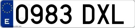Ejemplo de matrícula española 0983 DXL