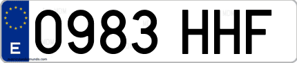 Ejemplo de matrícula de coche ordinaria 0983 HHF