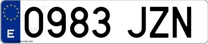 Ejemplo de matrícula española 0983 JZN