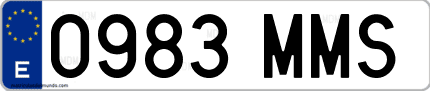 Ejemplo de matrícula de coche ordinaria 0983 MMS