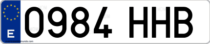Ejemplo de matrícula de coche ordinaria 0984 HHB
