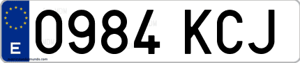 Ejemplo de matrícula de coche ordinaria 0984 KCJ