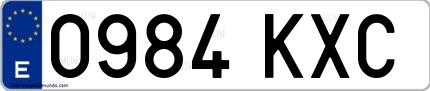 Ejemplo de matrícula española 0984 KXC