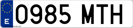 Ejemplo de matrícula de coche ordinaria 0985 MTH