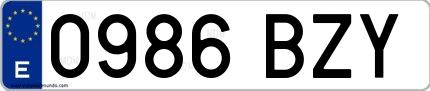 Ejemplo de matrícula española 0986 BZY