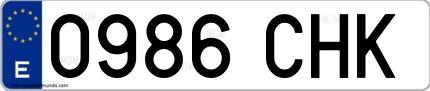 Ejemplo de matrícula española 0986 CHK