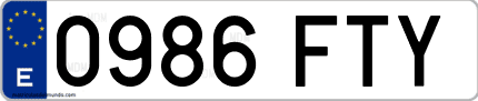 Ejemplo de matrícula de coche ordinaria 0986 FTY