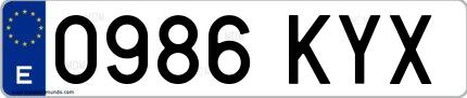 Ejemplo de matrícula española 0986 KYX