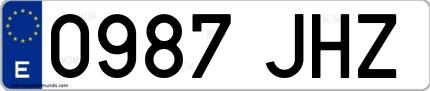 Ejemplo de matrícula española 0987 JHZ