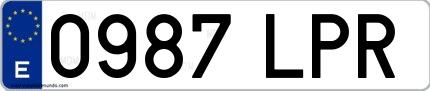 Ejemplo de matrícula española 0987 LPR