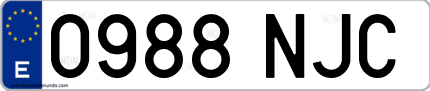 Ejemplo de matrícula de coche ordinaria 0988 NJC