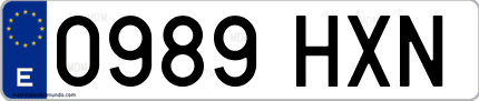 Ejemplo de matrícula de coche ordinaria 0989 HXN