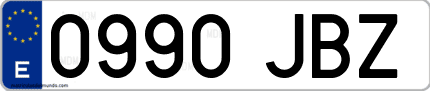 Ejemplo de matrícula de coche ordinaria 0990 JBZ