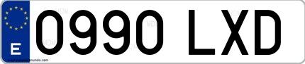 Ejemplo de matrícula española 0990 LXD