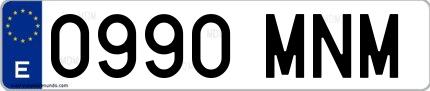 Ejemplo de matrícula española 0990 MNM