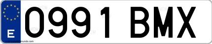 Ejemplo de matrícula española 0991 BMX