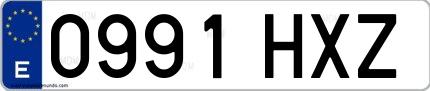 Ejemplo de matrícula española 0991 HXZ