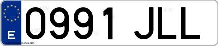 Ejemplo de matrícula española 0991 JLL