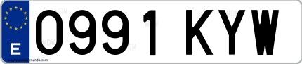 Ejemplo de matrícula española 0991 KYW