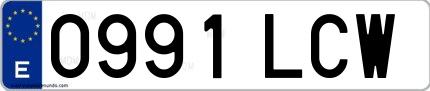 Ejemplo de matrícula española 0991 LCW