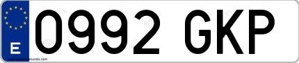 Ejemplo de matrícula española 0992 GKP