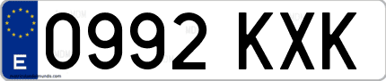 Ejemplo de matrícula de coche ordinaria 0992 KXK