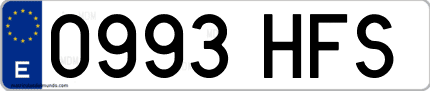Ejemplo de matrícula de coche ordinaria 0993 HFS