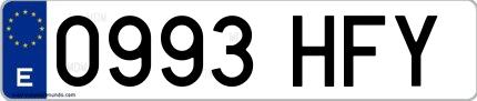 Ejemplo de matrícula española 0993 HFY