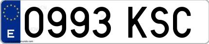 Ejemplo de matrícula española 0993 KSC