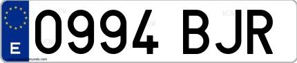 Ejemplo de matrícula española 0994 BJR