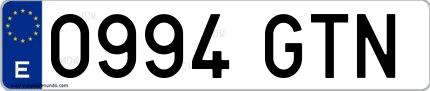 Ejemplo de matrícula española 0994 GTN