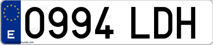 Ejemplo de matrícula de coche ordinaria 0994 LDH