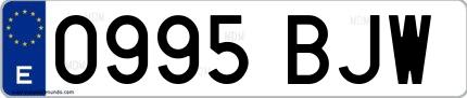 Ejemplo de matrícula española 0995 BJW