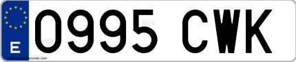 Ejemplo de matrícula española 0995 CWK