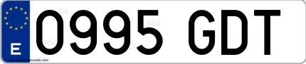 Ejemplo de matrícula española 0995 GDT