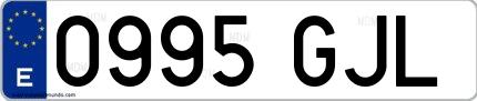 Ejemplo de matrícula española 0995 GJL
