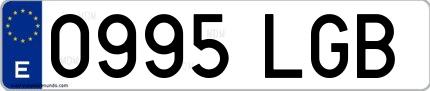 Ejemplo de matrícula española 0995 LGB
