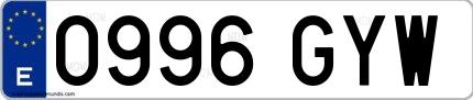Ejemplo de matrícula española 0996 GYW