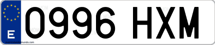 Ejemplo de matrícula de coche ordinaria 0996 HXM