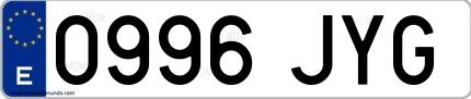 Ejemplo de matrícula española 0996 JYG