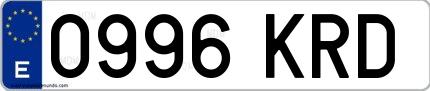 Ejemplo de matrícula española 0996 KRD