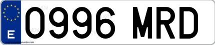 Ejemplo de matrícula española 0996 MRD