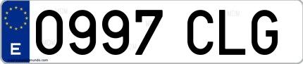 Ejemplo de matrícula española 0997 CLG