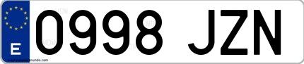 Ejemplo de matrícula española 0998 JZN