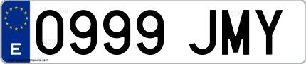 Ejemplo de matrícula española 0999 JMY