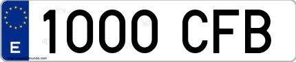 Ejemplo de matrícula española 1000 CFB