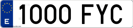 Ejemplo de matrícula de coche ordinaria 1000 FYC
