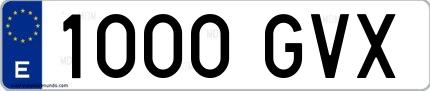 Ejemplo de matrícula española 1000 GVX