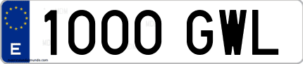 Ejemplo de matrícula de coche ordinaria 1000 GWL