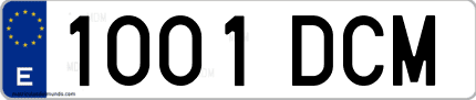Ejemplo de matrícula de coche ordinaria 1001 DCM